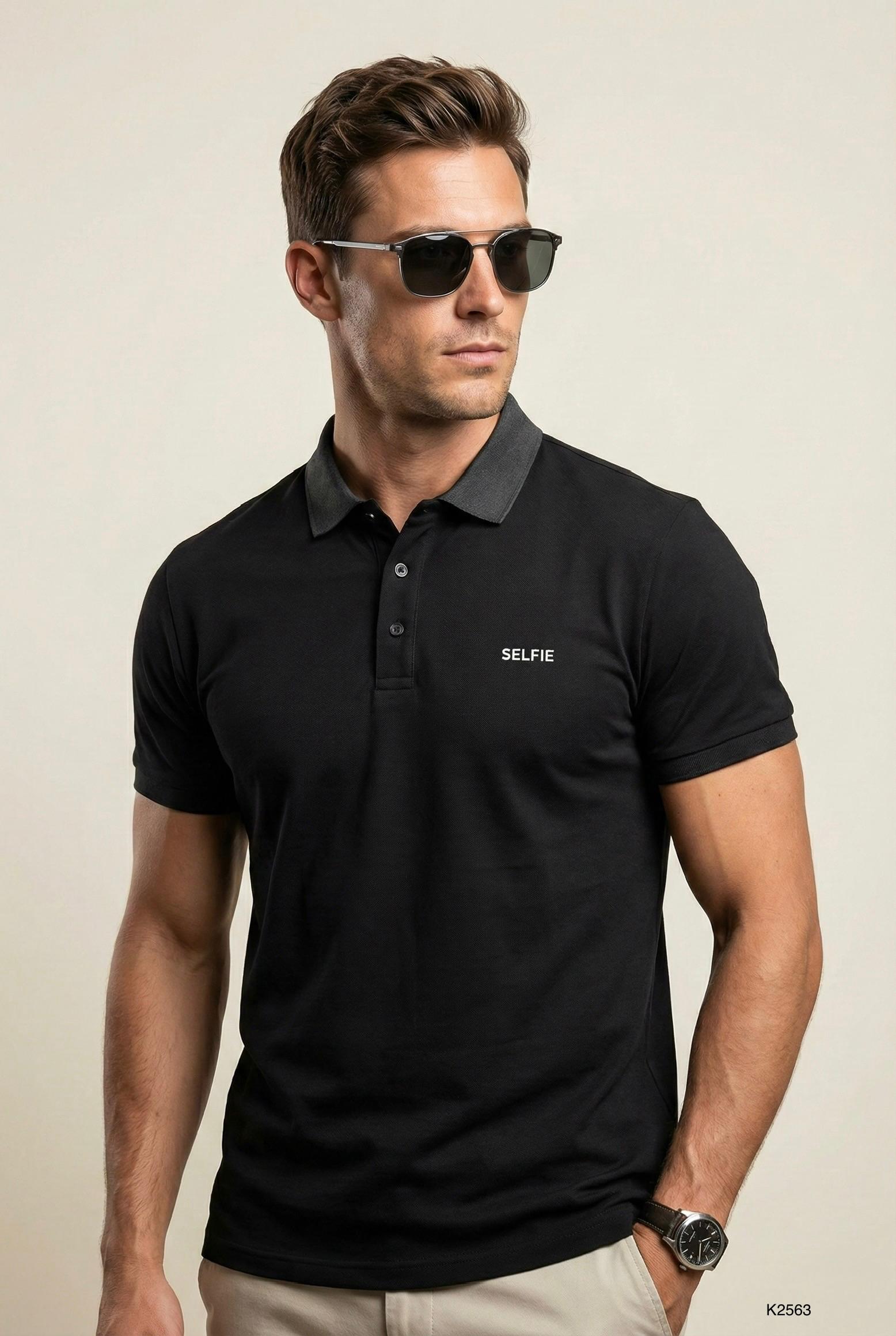 SELFIE COLLAR POLO T SHIRT